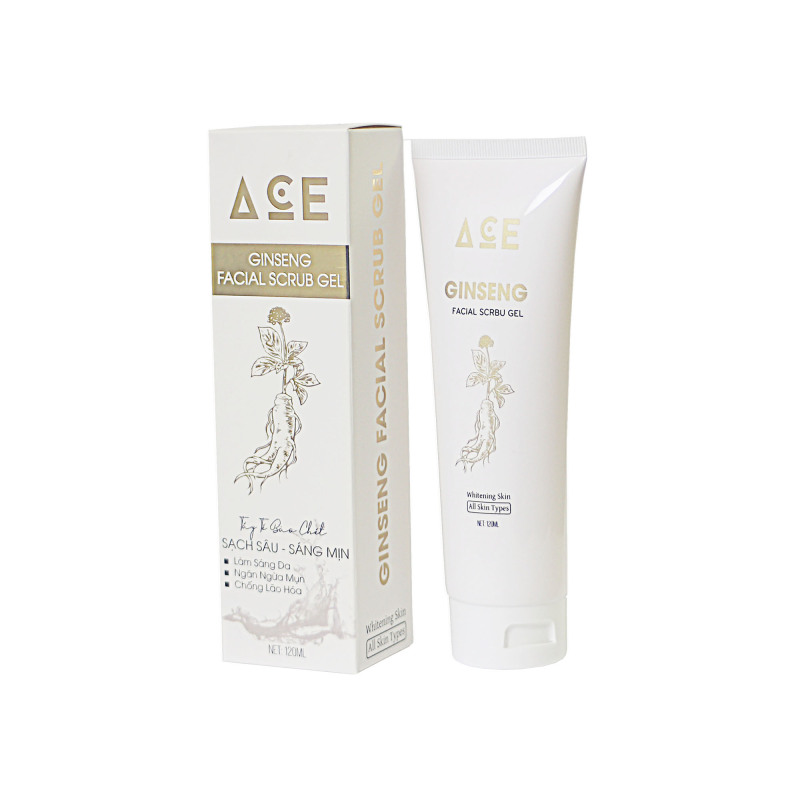 Gel Tẩy Tế Bào Chết ACE Nhân Sâm, Sữa Non 120ml - Sạch Sâu, Sáng Da, Ngăn Mụn, Phục Hồi Da