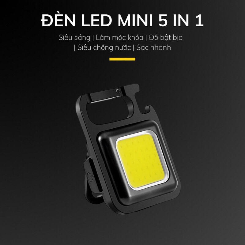 Đèn pin siêu sáng, đèn led mini COB 800 Lumens móc khóa đa năng sạc usb tiện dụng
