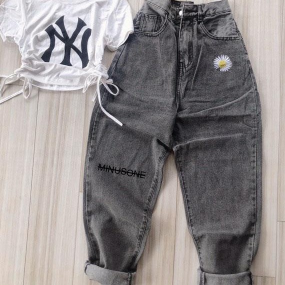 [HCM]Quần Baggy Jean Nữ Thêu Hoa Cúc Chất Bò Thơi Trang Cao Cấp Mẫu Mới Thỏ Tây Shop94 MS158