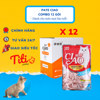 Combo 12 gói Thức ăn ướt cho mèo pate CIAO dành cho mèo mọi lứa tuổi gói thumbnail