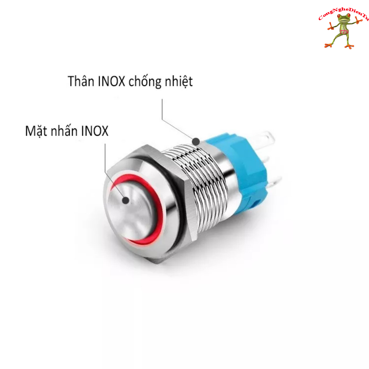 Nút nhấn 12mm led chống nước (nhấn vào tự nhả ra) 12v- 24V