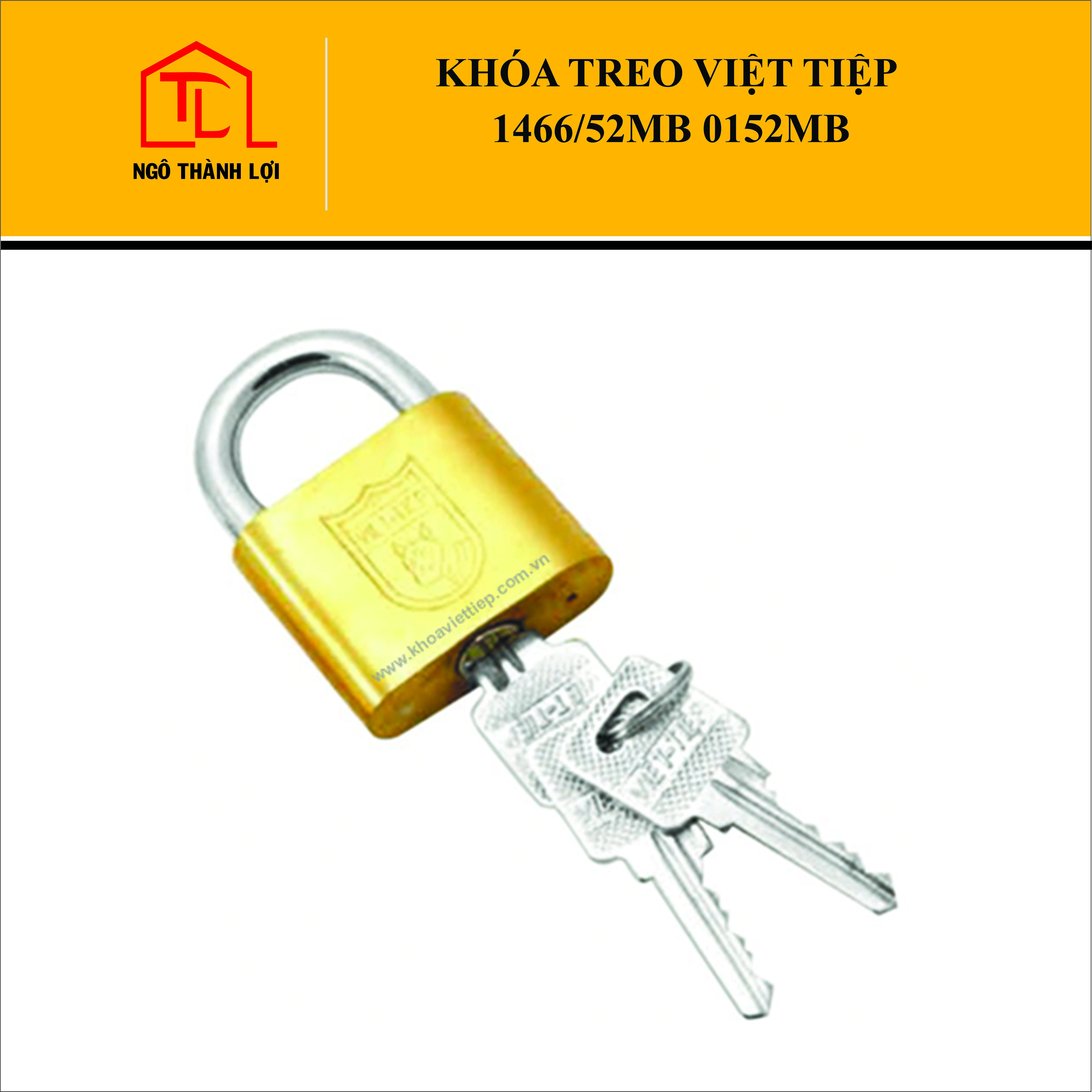 Ổ Khóa cửa treo Việt Tiệp 1466/52MB 0152MB bấm không cần chìa màu vàng đồng có bán tại Ngô Thành Lợi