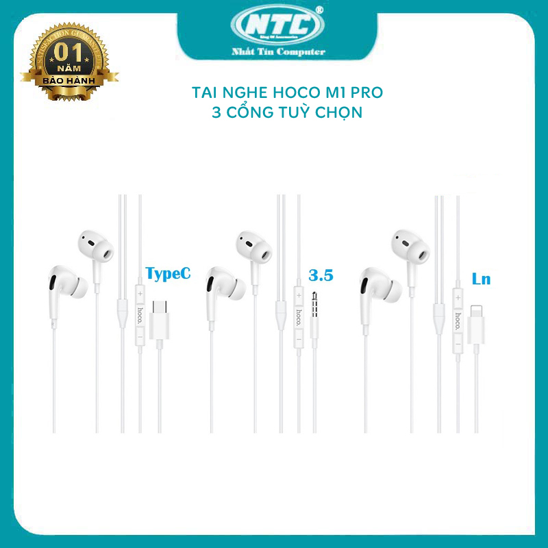 Tai nghe nhét tai Hoco M1 Pro cổng 3.5 / TypeC / LN tùy chọn (TRẮNG) Nhất Tín Computer