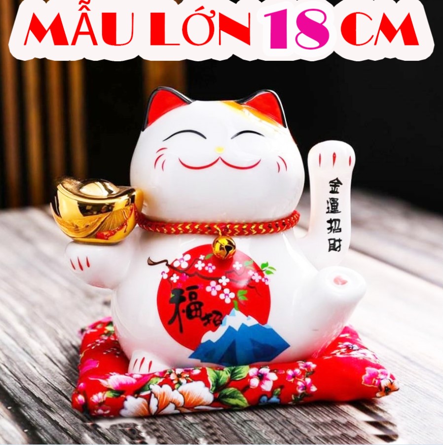 (ĐANG SALE-50%)Tượng mèo thần tài,Mèo Thần Tài May Mắn Vẫy Tay Nhật Bản Maneki Neko,Mèo thần tài vẫy tay sài pin đem lại tài lộc may mắn cho gia chủ thịnh vượng cát tường