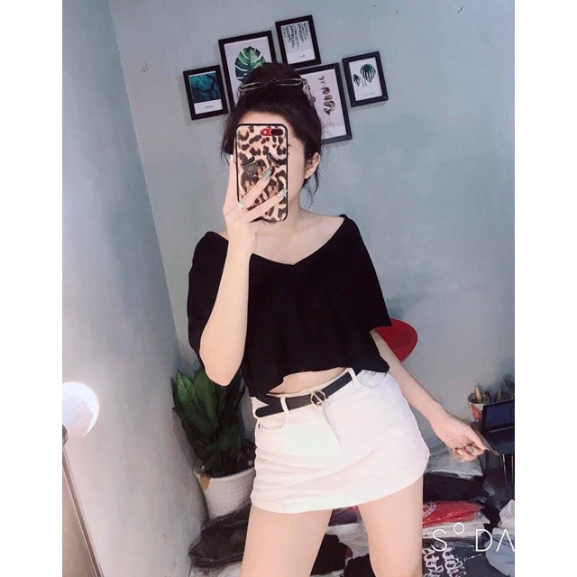 Áo crotop nữ  cổ tim sành điệu cá tính