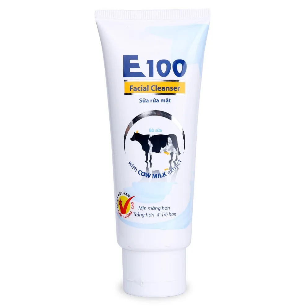 Sữa rửa mặt con bò E100 tinh chất sữa bò dưỡng ẩm chống lão hóa tẩy sạch bụi bẩn bã, nhờn và ngừa mun