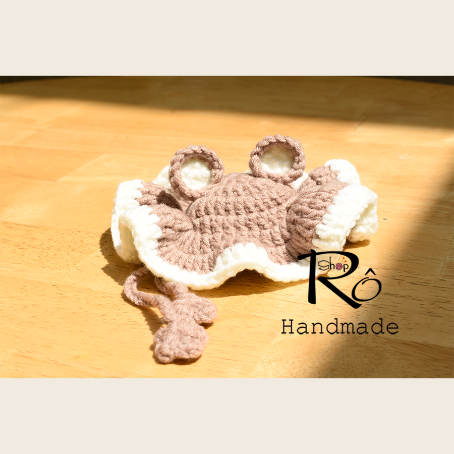 Mũ len chó, mèo hình tai gấu dễ thương- Shoprohandmade [Hàng sẵn]