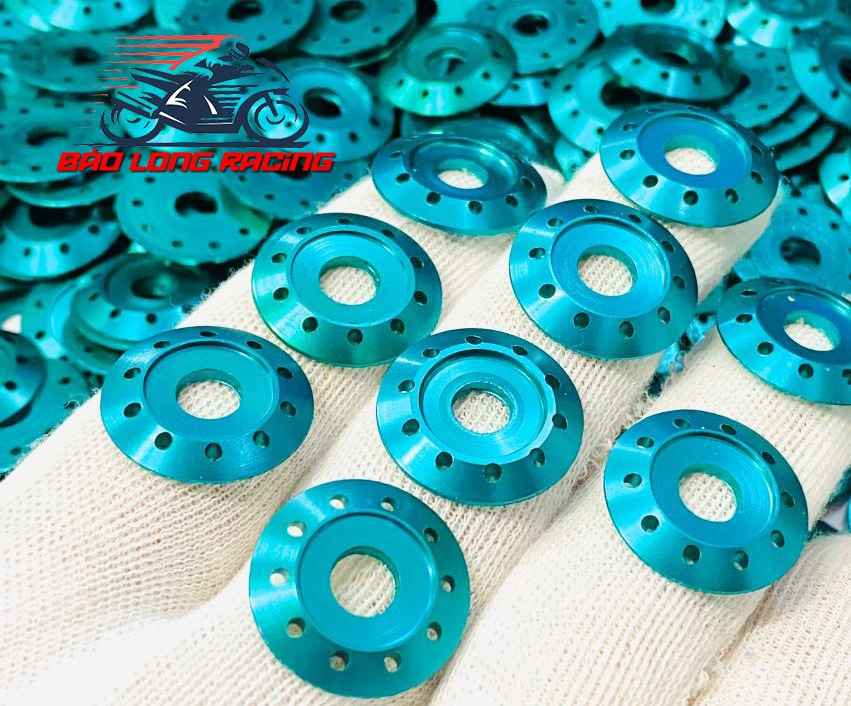 Lông đền Nhôm CNC 6li gắn Dàn áo xe máy màu Xanh Lục
