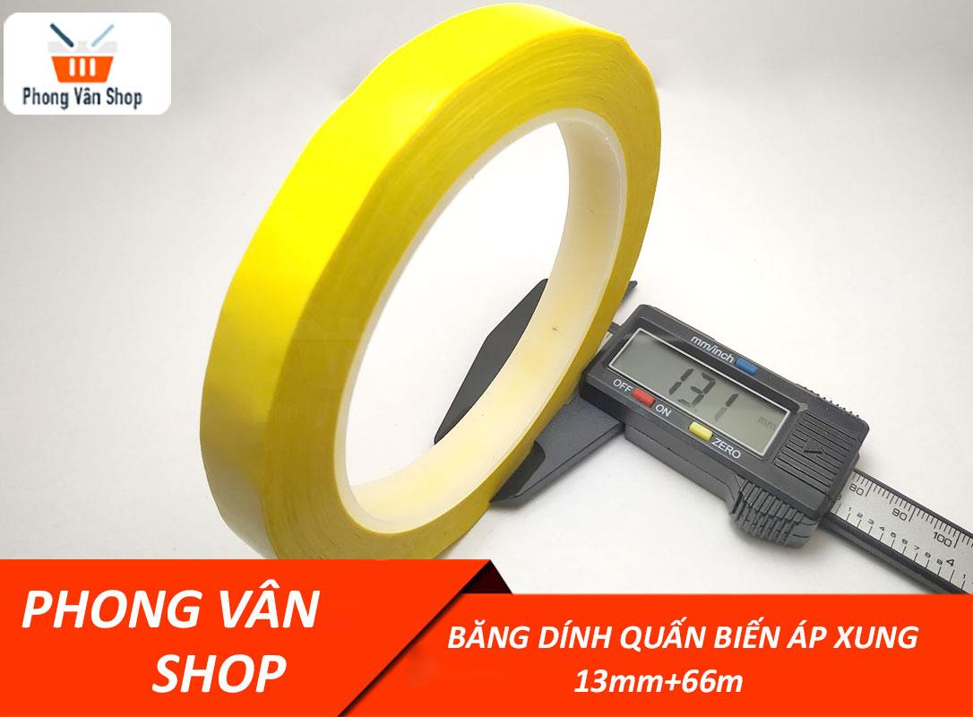 Băng dính quấn biến áp xung 13mm 66m - chịu nhiệt độ cao
