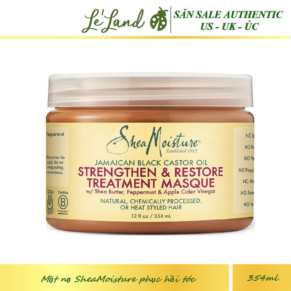 [HCM]Bill US - Mặt nạ SheaMoisture phục hồi tóc Strengthen Grow & Restore Treatment Masque Jamaican Black Castor Oil