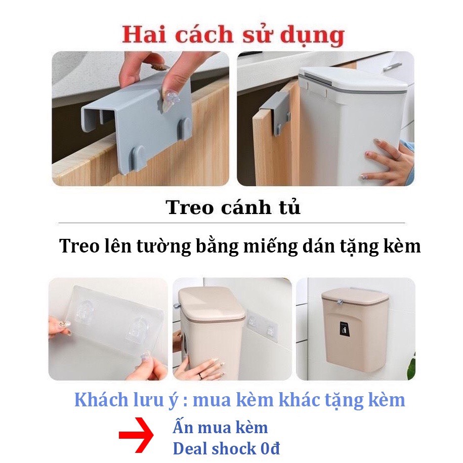 Thùng rác treo tủ bếp nắp đậy thông minh