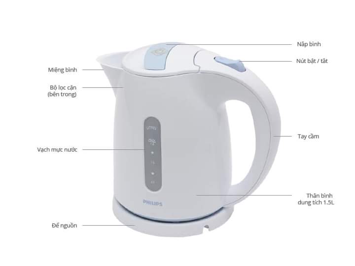 Bình đun siêu tốc Philips 1.5 lít HD4646