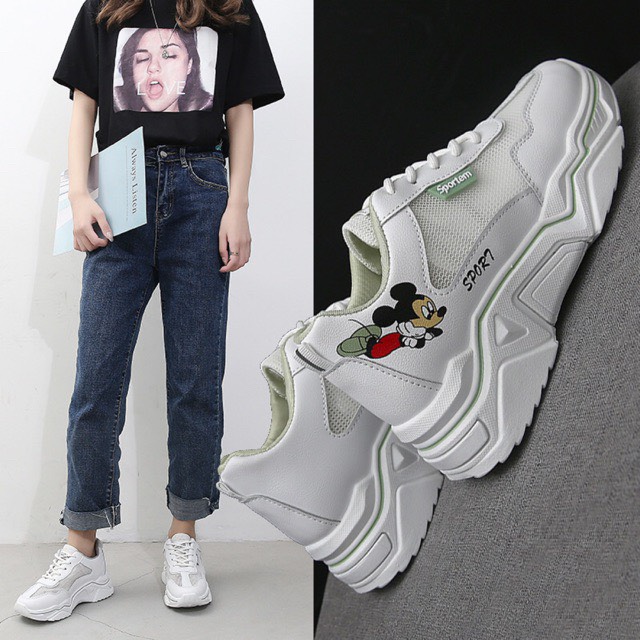 [Tặng dây giày] giày thể thao lưới thoáng mickey