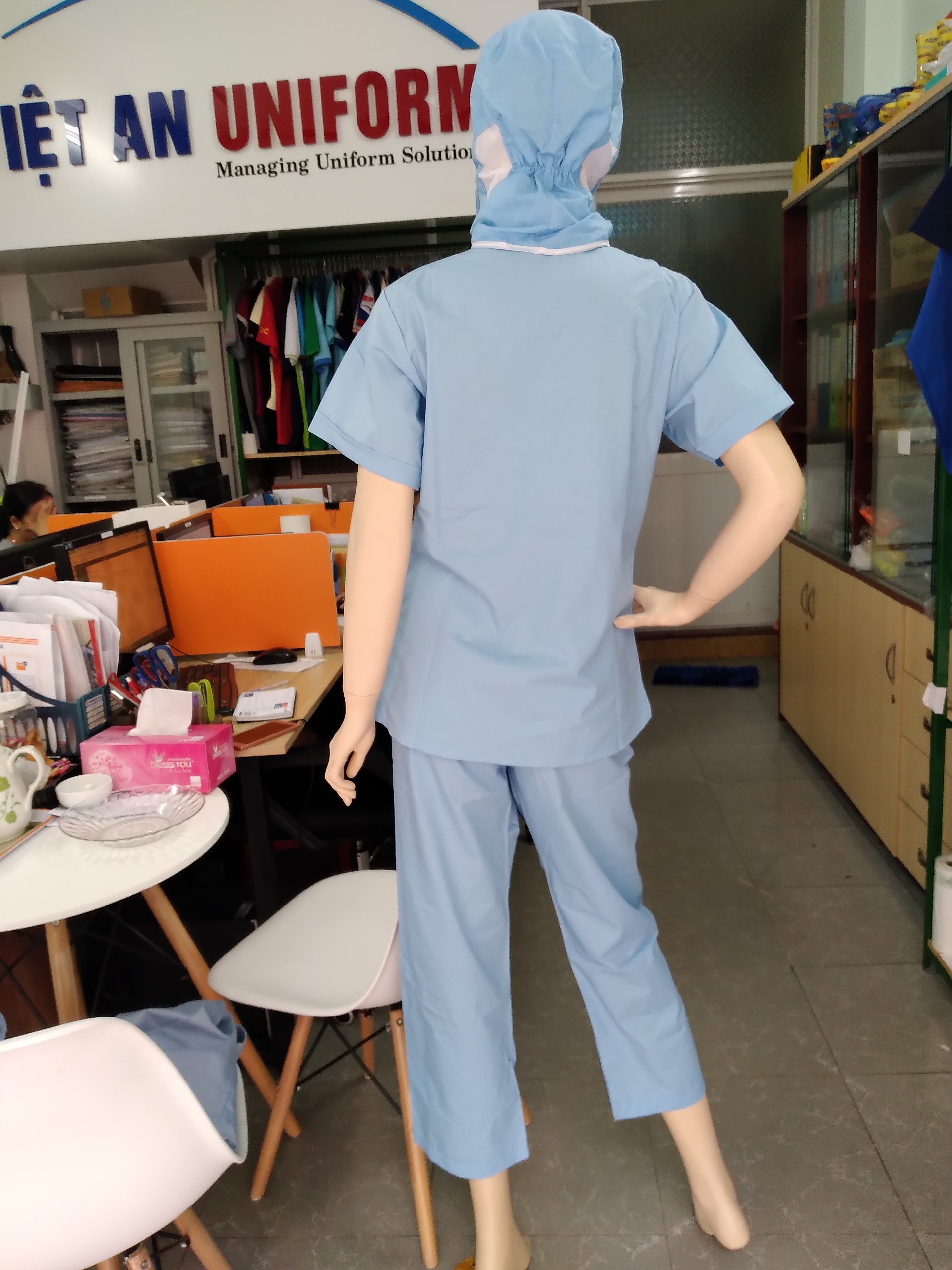 [HCM]Đồng phục Thực Phẩm (Set 3 món quần + áo + nón) - Công ty TNHH SX TM May Việt An