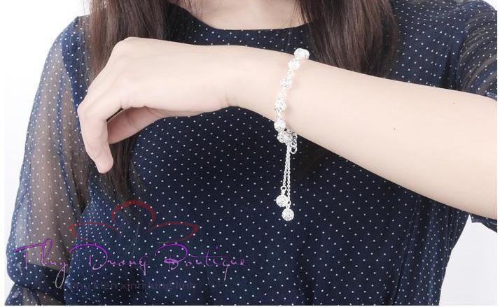 Lắc Tay Nữ Quả Châu Bạch Kim Bạc S925