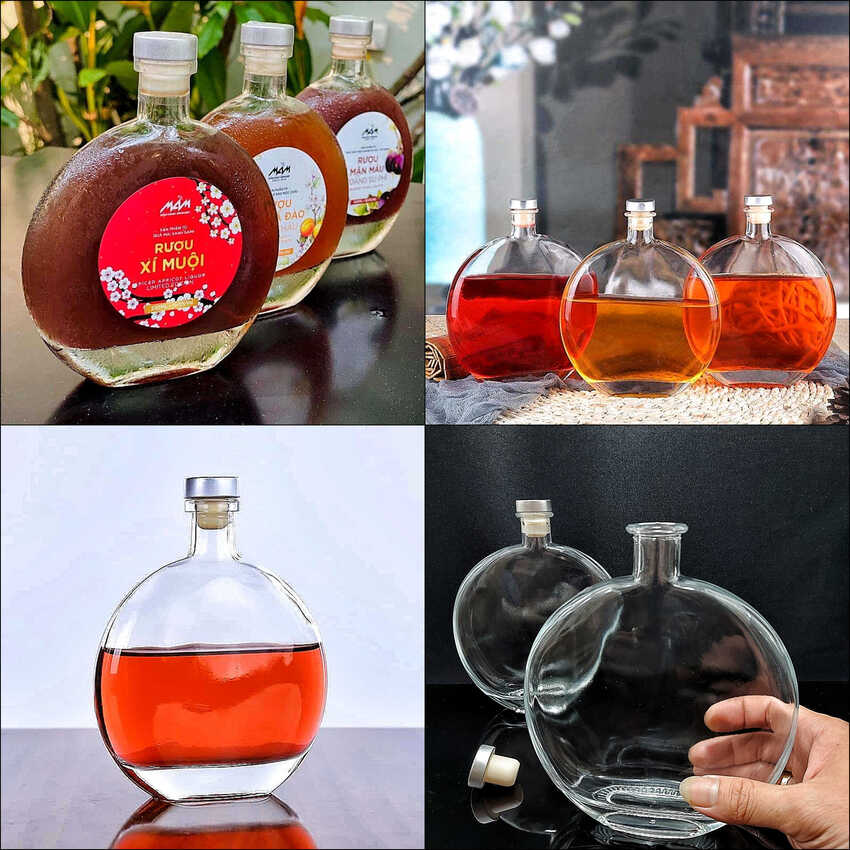 Chai Đựng Rượu Thủy Tinh 500ML fullMoon nắp cao su bọc thiếc – Chai Thủy Tinh Đựng Rượu – Mẫu Chai Rượu Đẹp - Bình Đựng Rượu Thủy Tinh (C21)