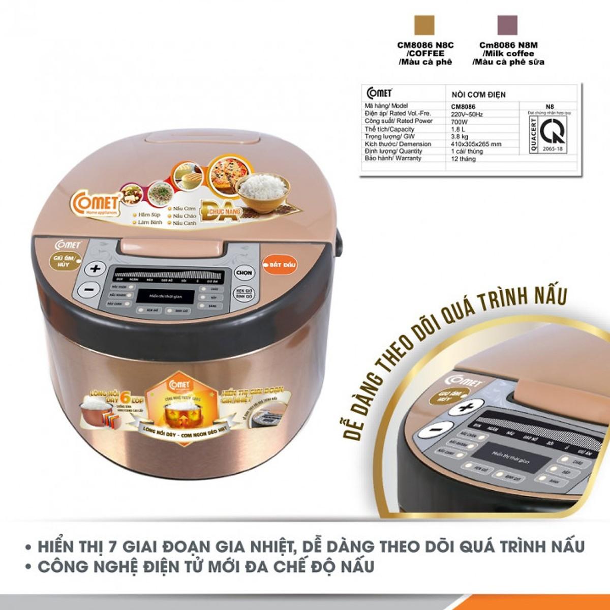 Nồi cơm điện tử COMET CM8086N8 1,8 lít