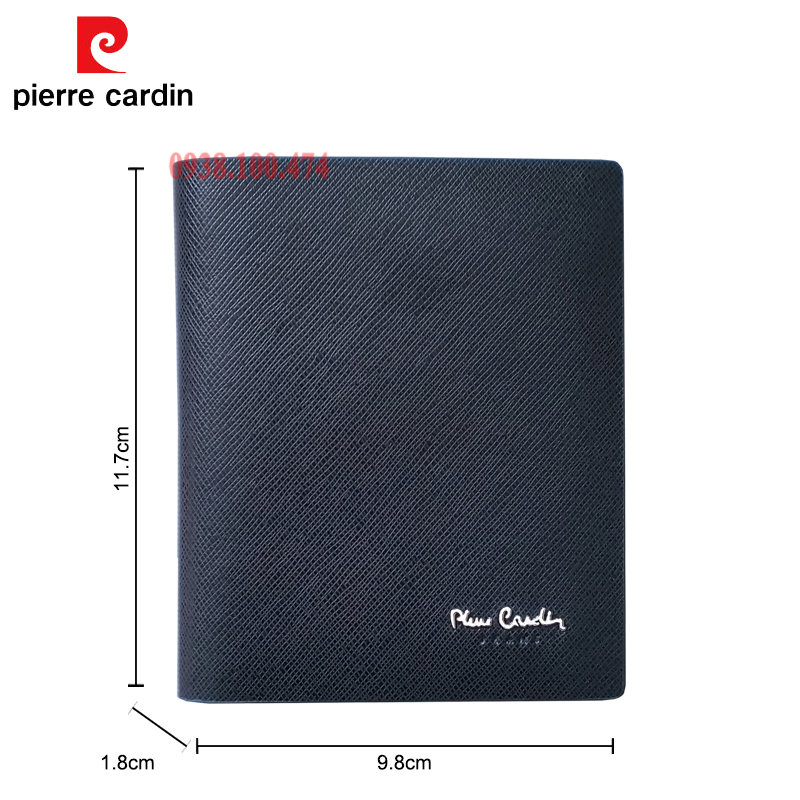 Ví nam Pierre Cardin chính hãng da bò thật thêm ví mini 5 khe ví ngang PCJ0013MINI