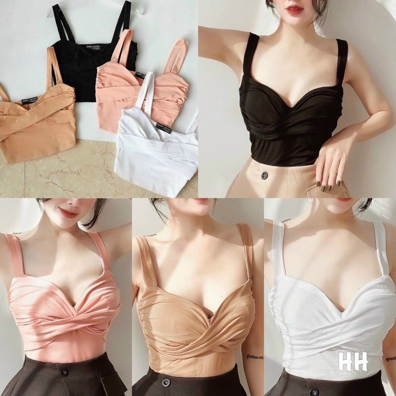 Áo Croptop 2 Dây Xoắn Ngực, Áo Thun Thiết Kế Thuncastore