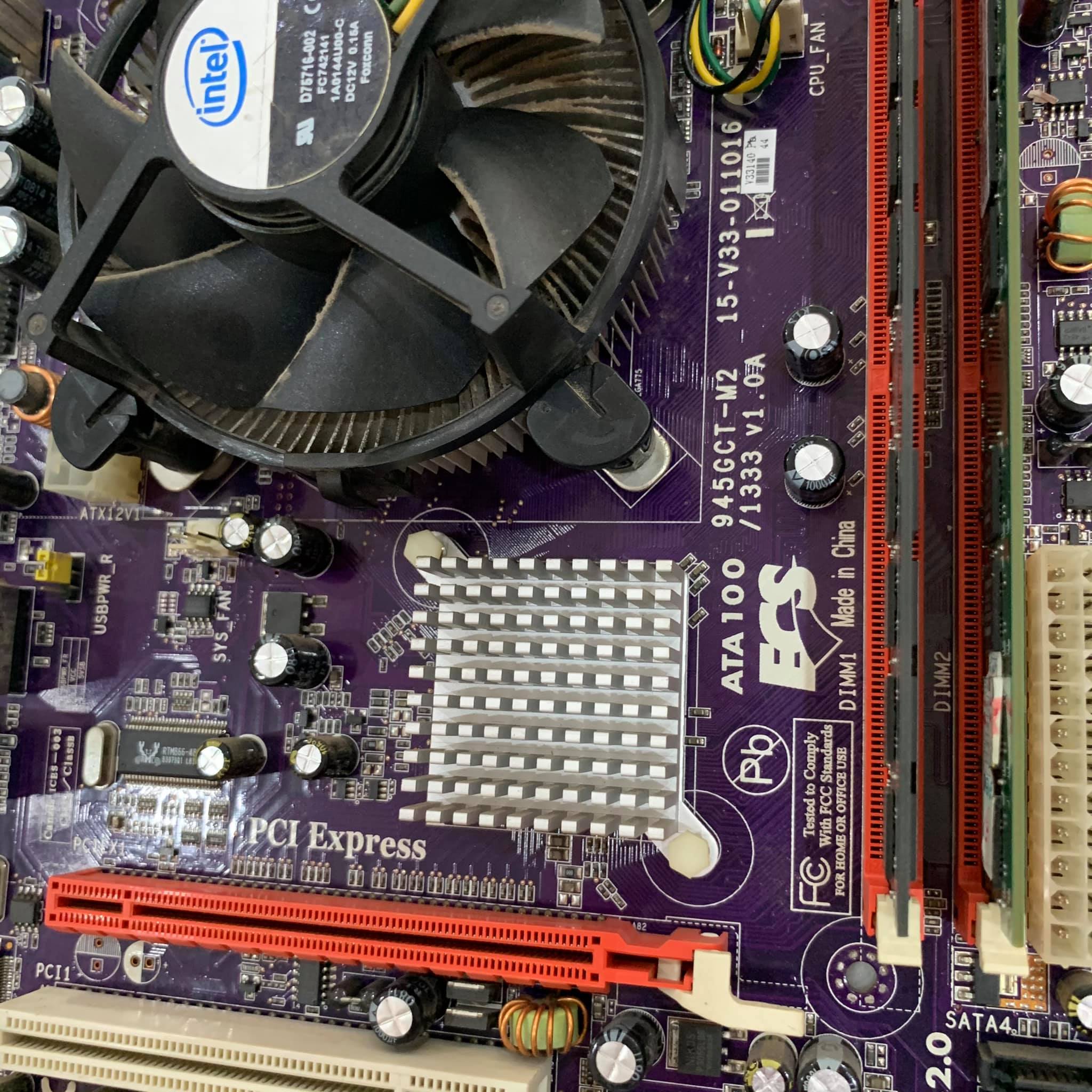 Combo Mainboard ECS 945 + CPU E2180 + Ram 2GB (Tặng kèm fan zin)