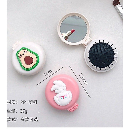 Gương Mini Kèm Lược Massage Gấp Gọn