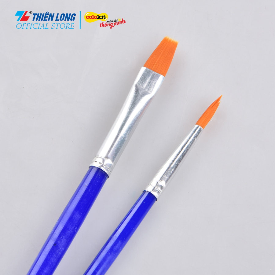 Túi 2 cọ vẽ phẳng và tròn thiên long colokit brw-c01