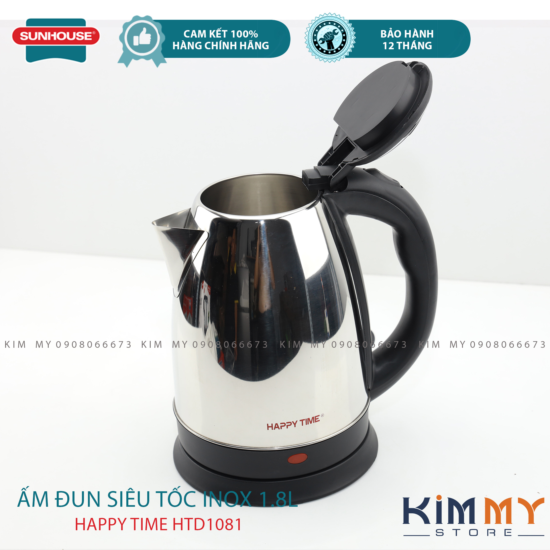ẤM ĐUN NƯỚC INOX SIÊU TỐC 1.8L HAPY TIME HTD1081 / HTD1088- 1500W
