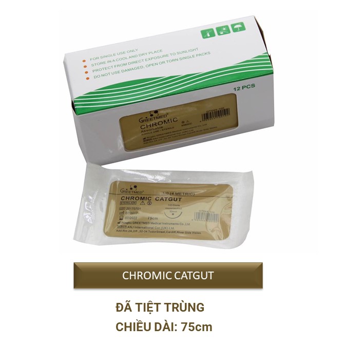 Chỉ phẫu thuật Greetmed tự tiêu 3/0 (3METRIC) đã tiệt trùng