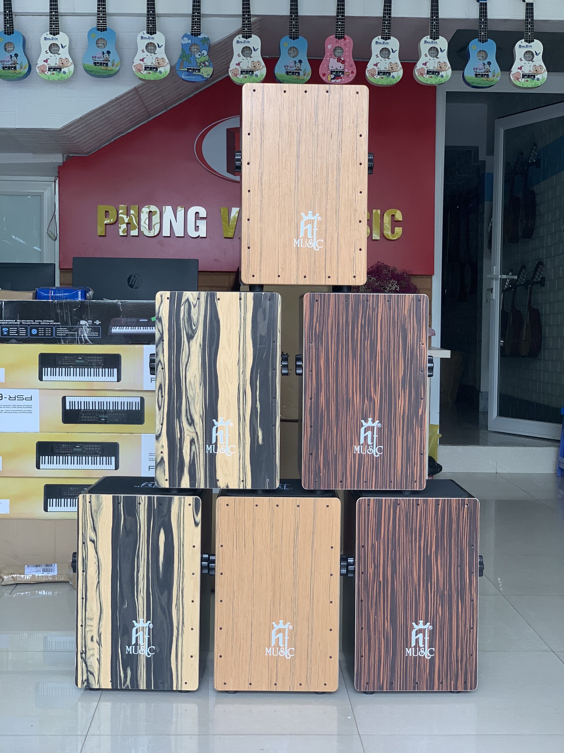 Trống cajon HT music gỗ cẩm có EQ