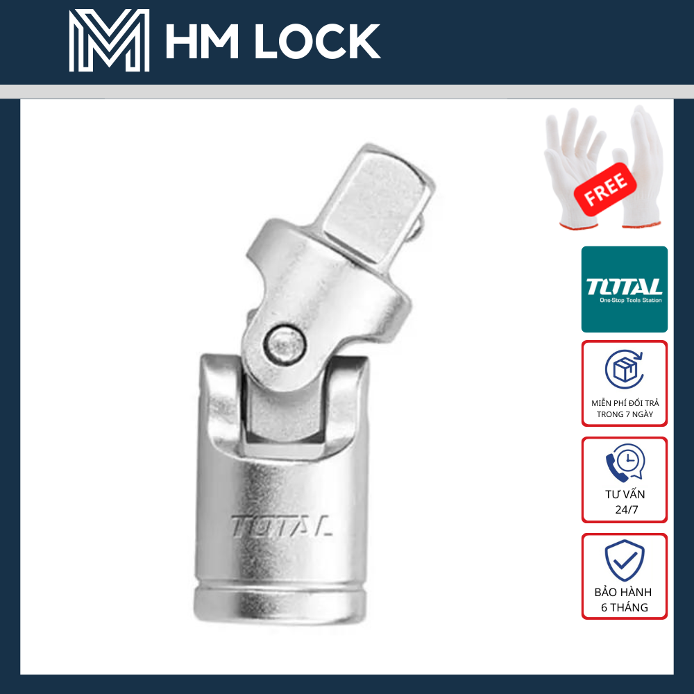 Đầu nối lắc léo 1/4" & 1/2" total - thép cr-v không gỉ cao cấp - hàng chính hãng - hm lock