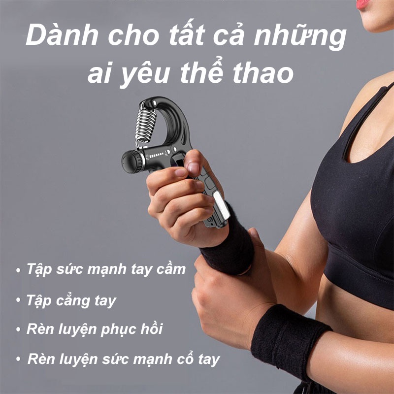 Kìm Bóp Tay Có Đếm Số Chuyên Nghiệp, Kìm Tập Cơ Tay, Dụng Cụ Tập Cổ Tay Tập Gym Chỉnh Lực 5-60kg, Chất Liệu Silicon Chống Trượt