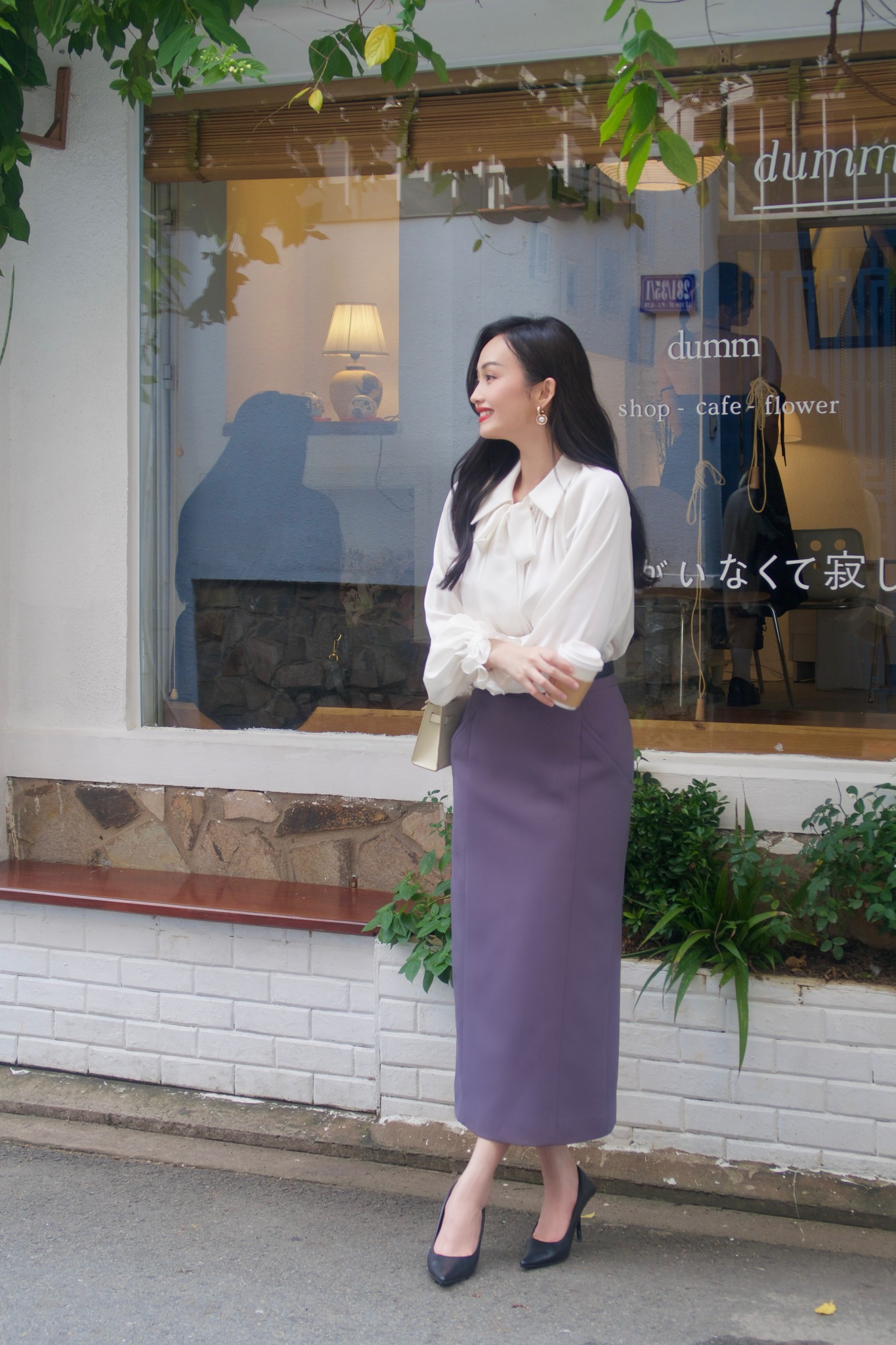 Áo sơ mi lụa cổ nơ tay giaclang HUONG BOUTIQUE BSSM21