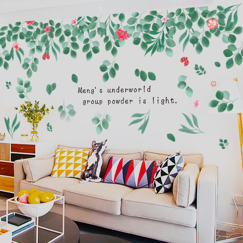 Decal dán tường tán lá hoa hồng XL8390