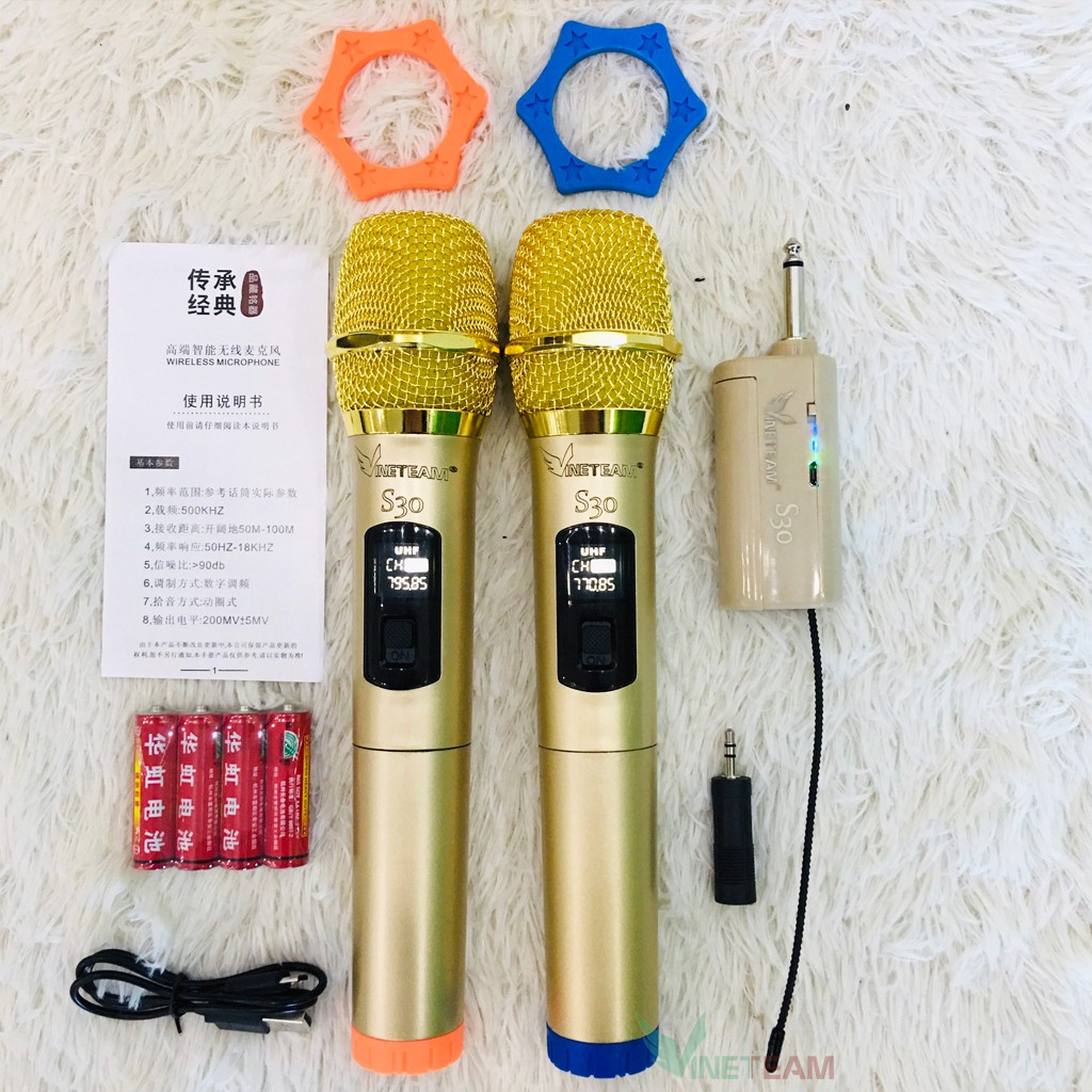 Bộ 2 micro karaoke không dây Zansong S28 kết nối uhf cho loa kéo - Hỗ trợ các thiết bị có jack cắm 3.5mm và 6.5mm