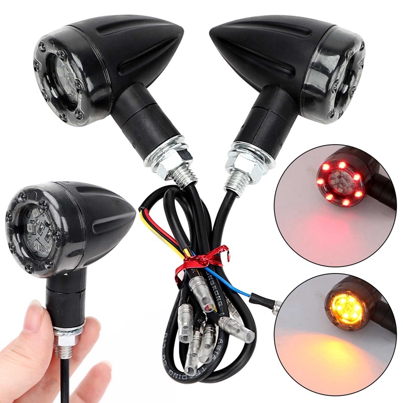 Fansuq 2 Chiếc Đèn Tín Hiệu Rẽ LED 2 Màu Phong Cách Retro Cho Xe Máy Đèn