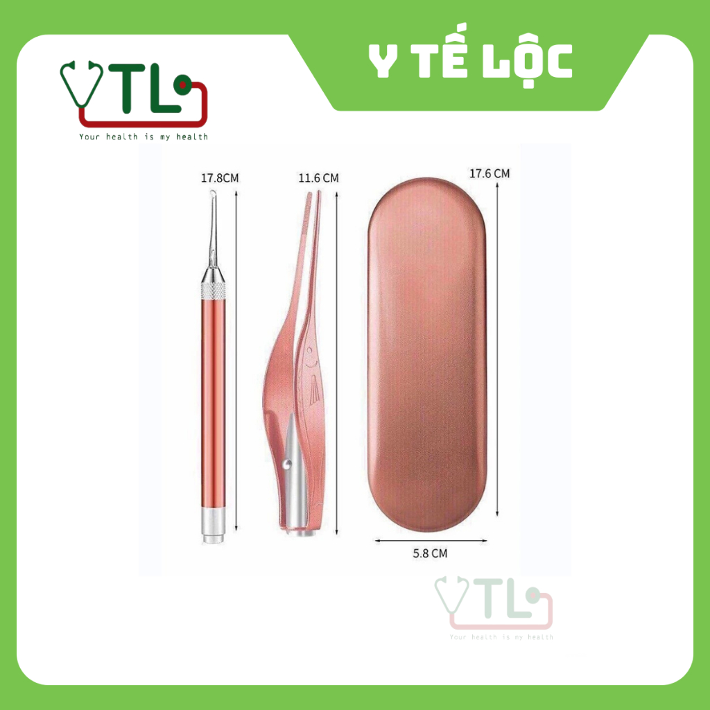 Bộ dụng cụ lấy ráy tai có đèn led cao cấp