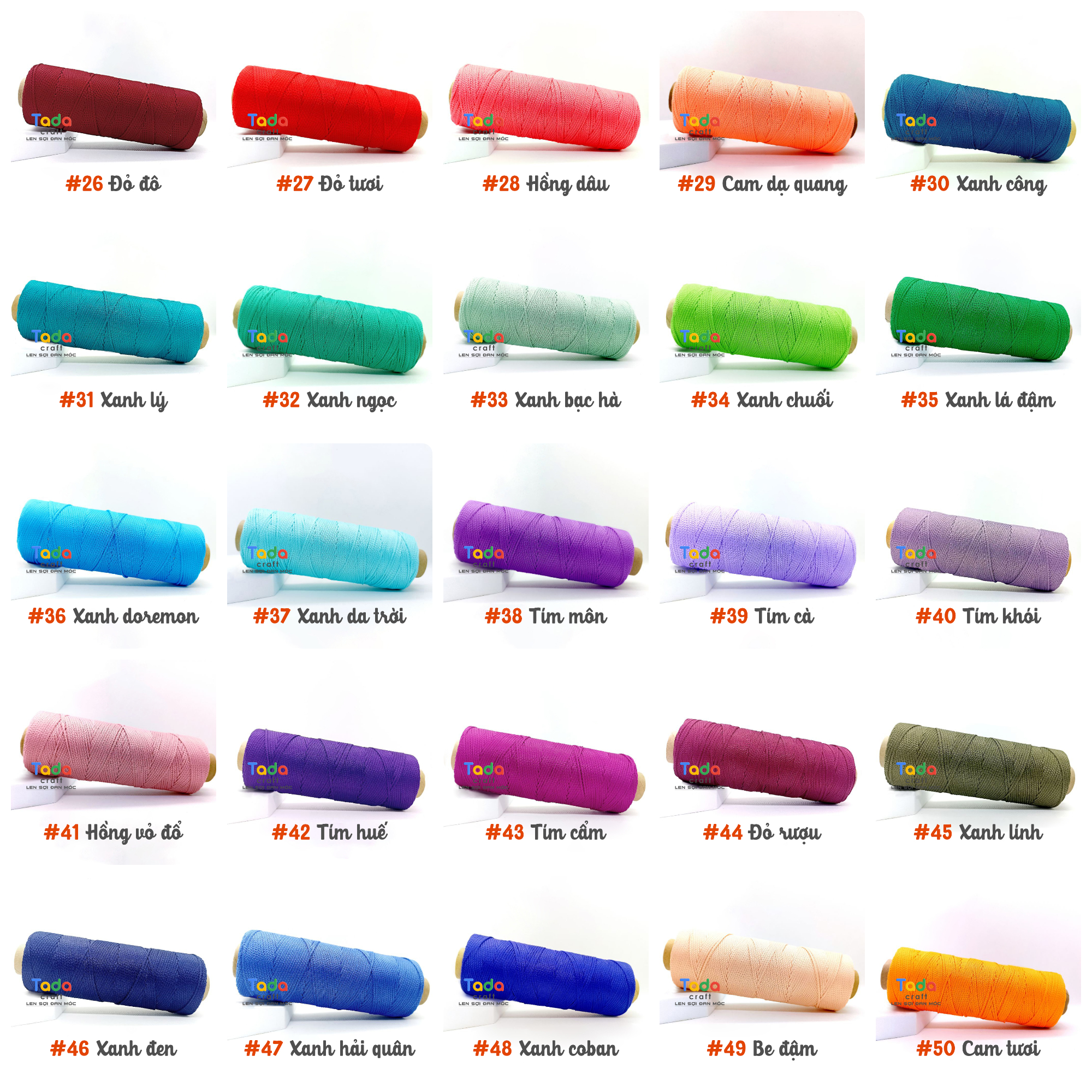Sợi dệt trơn 2mm Craft Yarn - Màu mới 78 màu