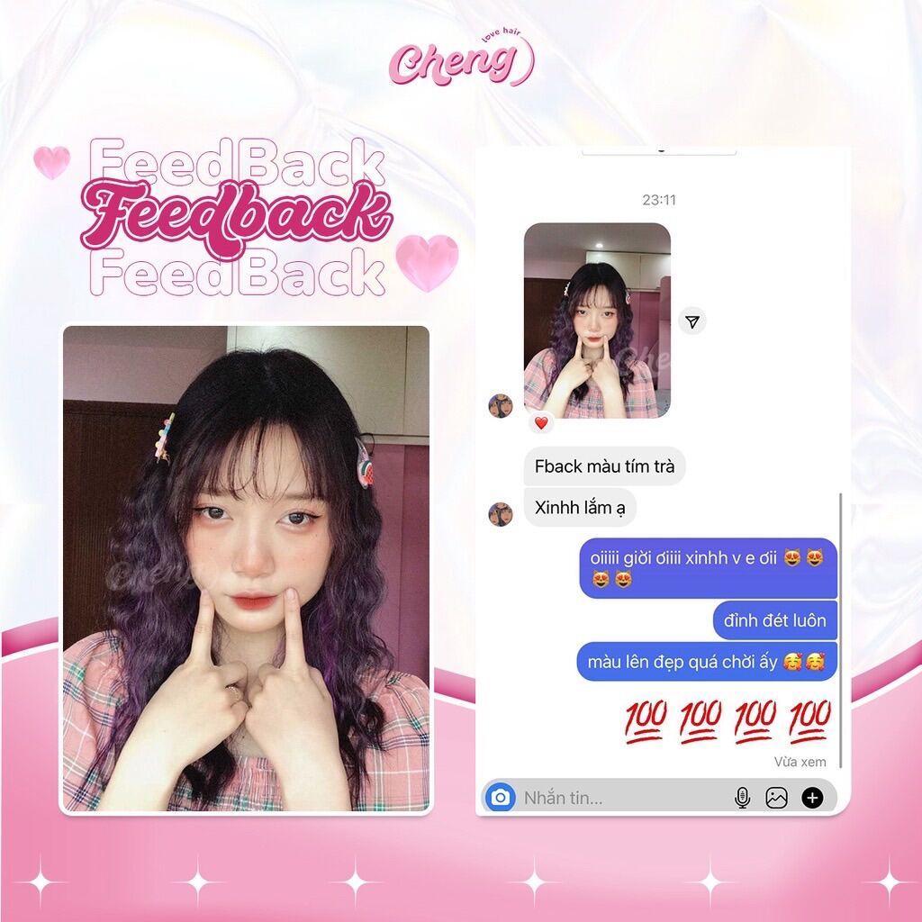 Nhuộm Tóc Tím Trà Tặng Oxy gang tay
