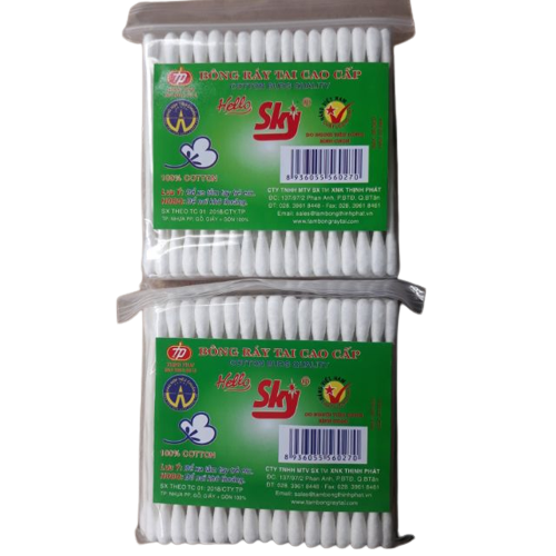 Lốc 12 bịch tăm bông Sky thân gỗ
