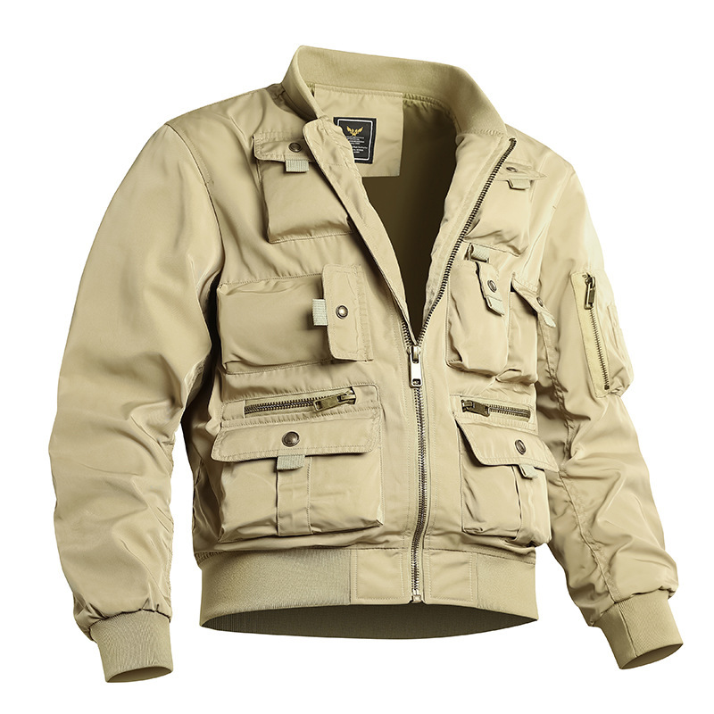 Áo jacket phi công trang phục bóng chày cổ điển kiểu mỹ cho nam áo khoác công sở nhiều túi áo jacket chức năng áo ba chống sạc