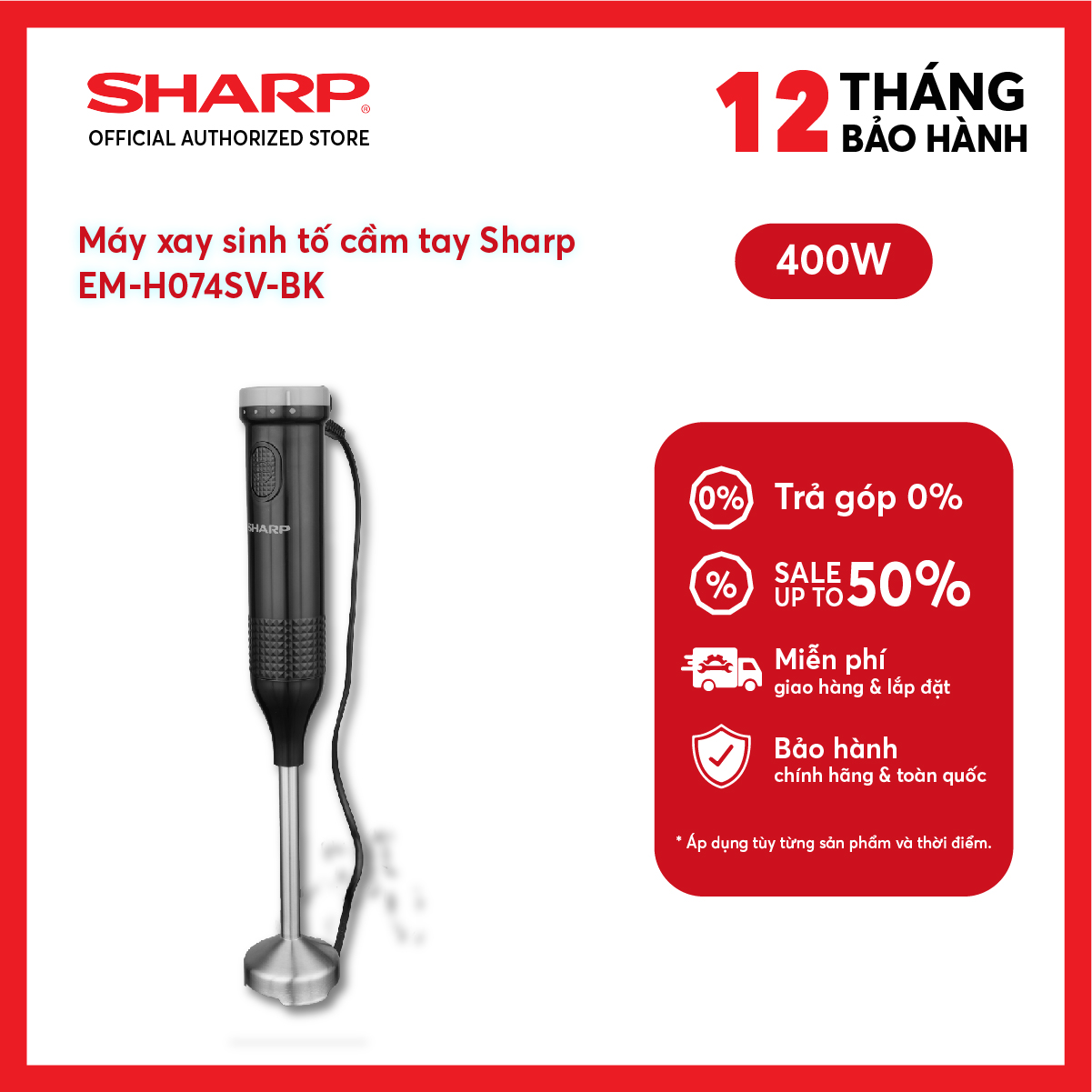 Máy xay sinh tố cầm tay Sharp EM-H074SV-BK