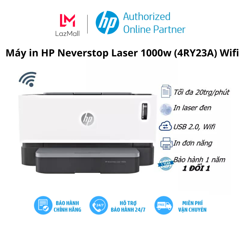 [Voucher 12% max 500K]Máy in laser đen trắng HP Neverstop Laser 1000w (4RY23A)