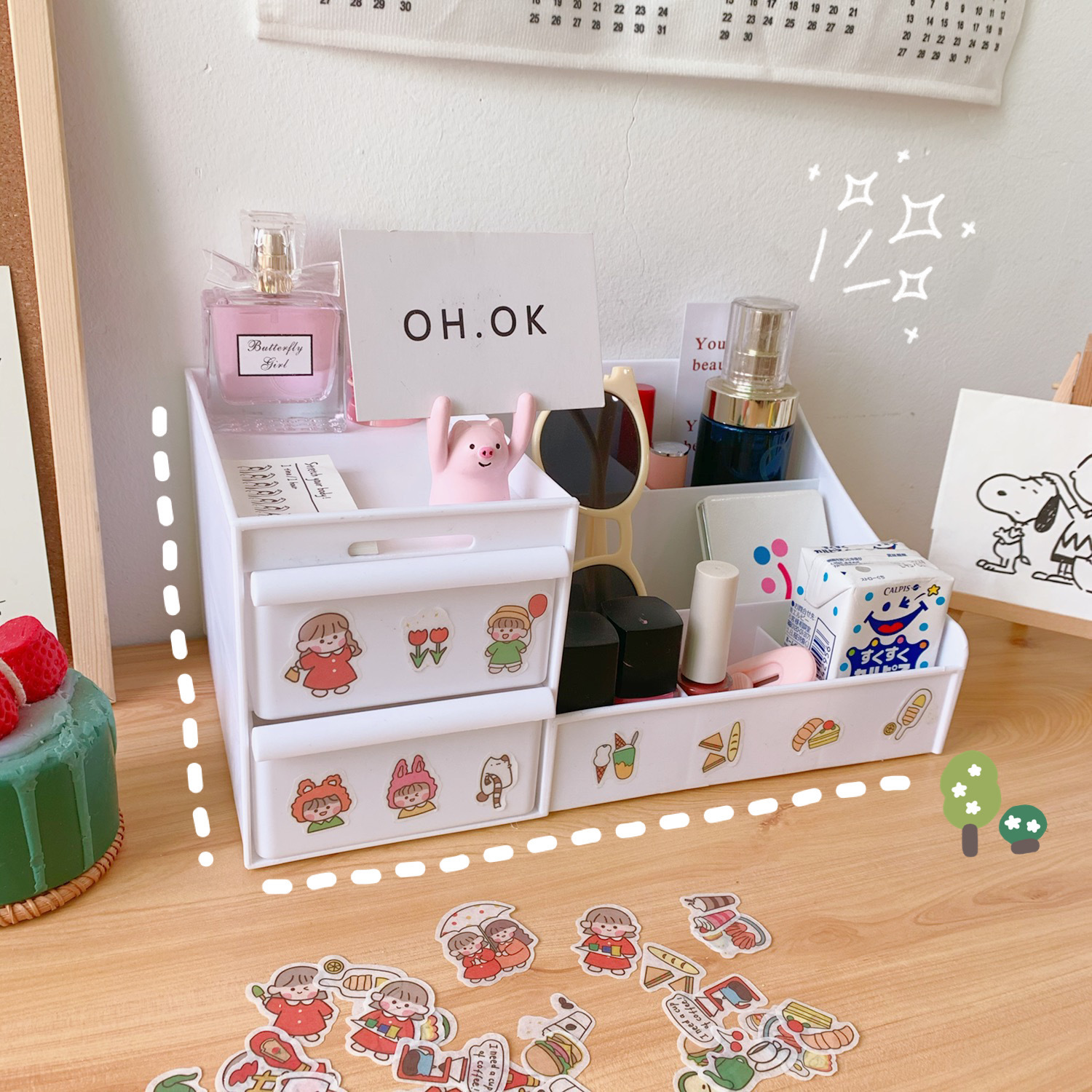 [HCM]Set miếng dán sticker decal sổ vở cô bé 40 miếng