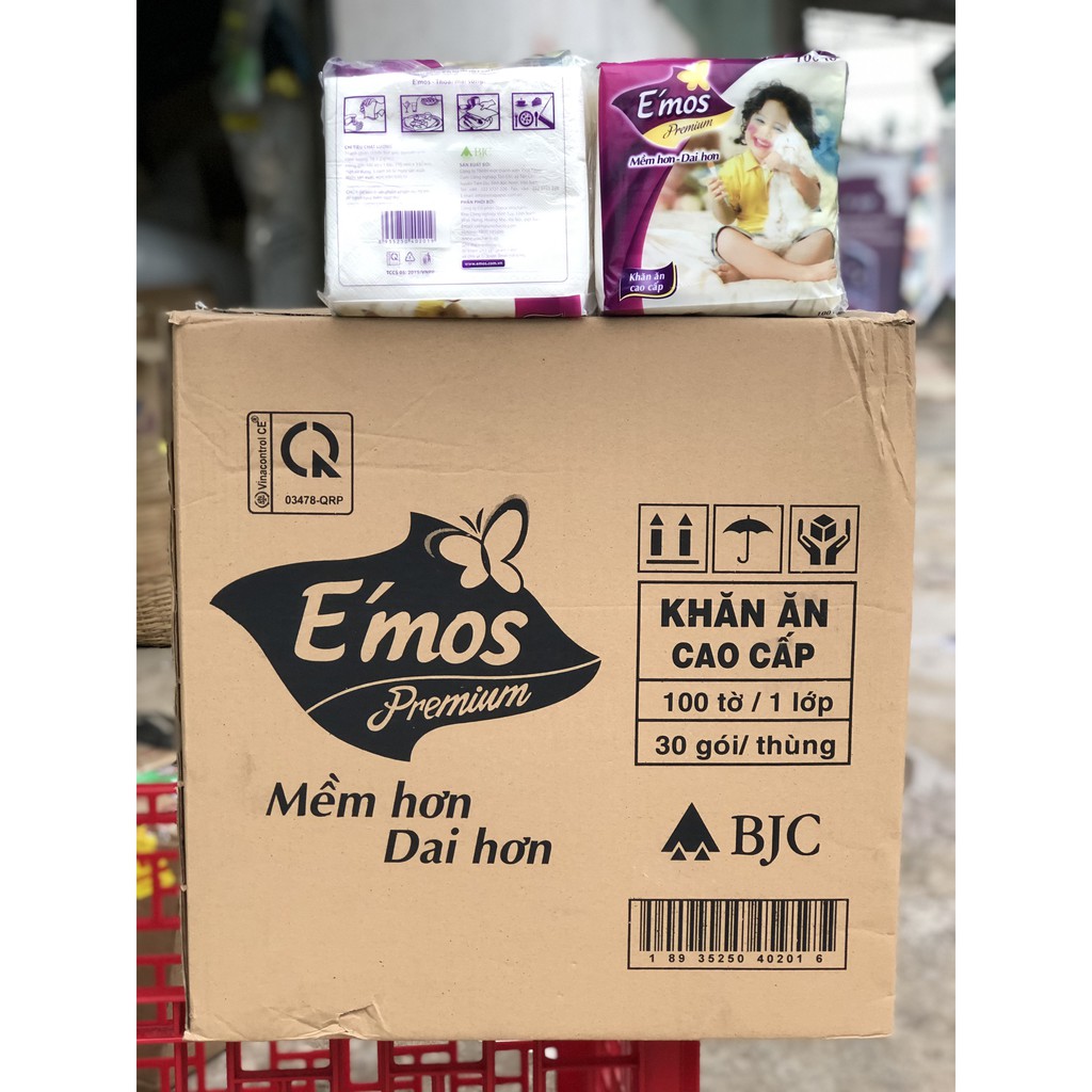 [HCM ship 2h] Khăn Giấy E'mos Premium Gói 100 Miếng