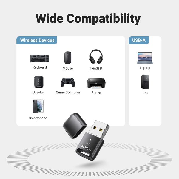 Thiết bị USB Bluetooth 5.3 Ugreen  90225 (Kết nối cùng lúc 7 thiết bị) Chính Hãng