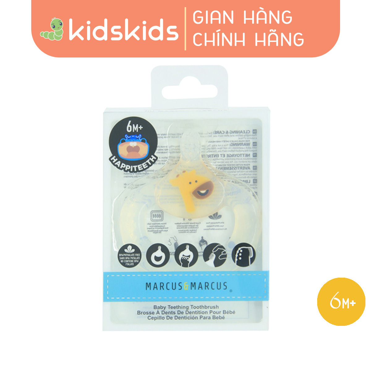 Bàn chải đánh răng kiêm gặm nướu silicon cho bé Marcus & Marcus, từ 6 tháng - Lola