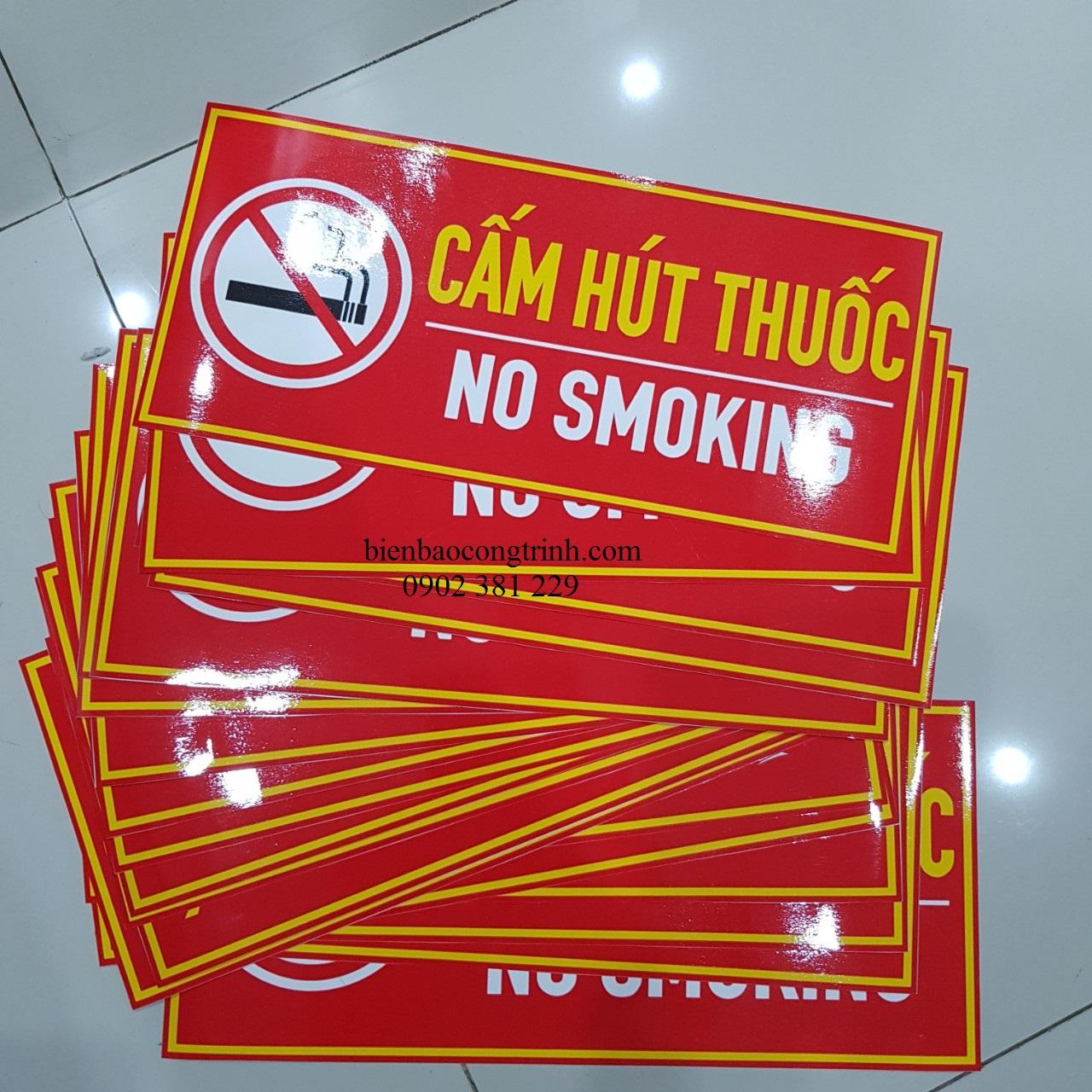Poster decal No Smoking dán keo sẵn 15 x 40cm (10 tấm)