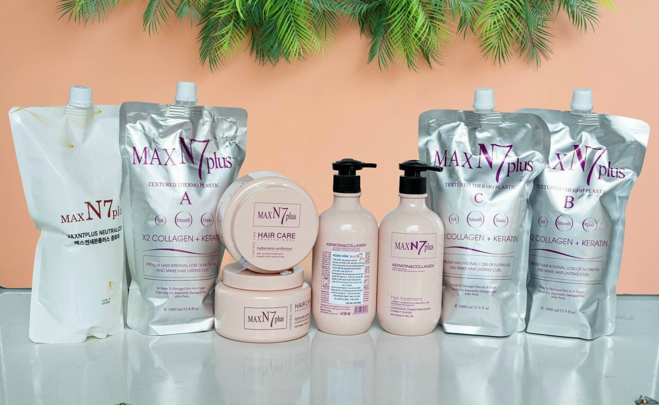 [ N7 Chính Hãng ] Cặp Uốn Ép Tóc Max N7 Plus Collagen Keratin 1000ml * 2
