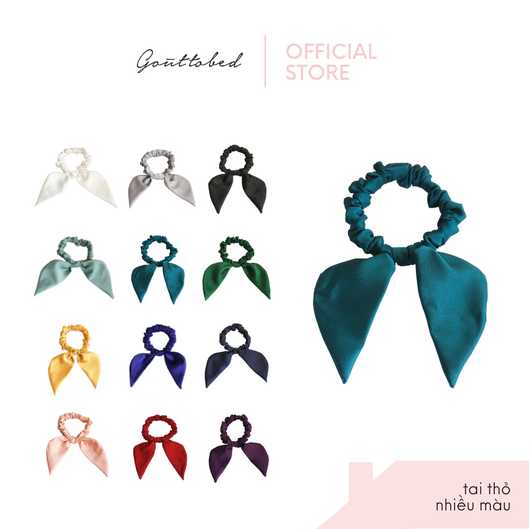 Scrunchies cột tóc nơ Gouttobed Lụa Satin Silk (nhiều màu)