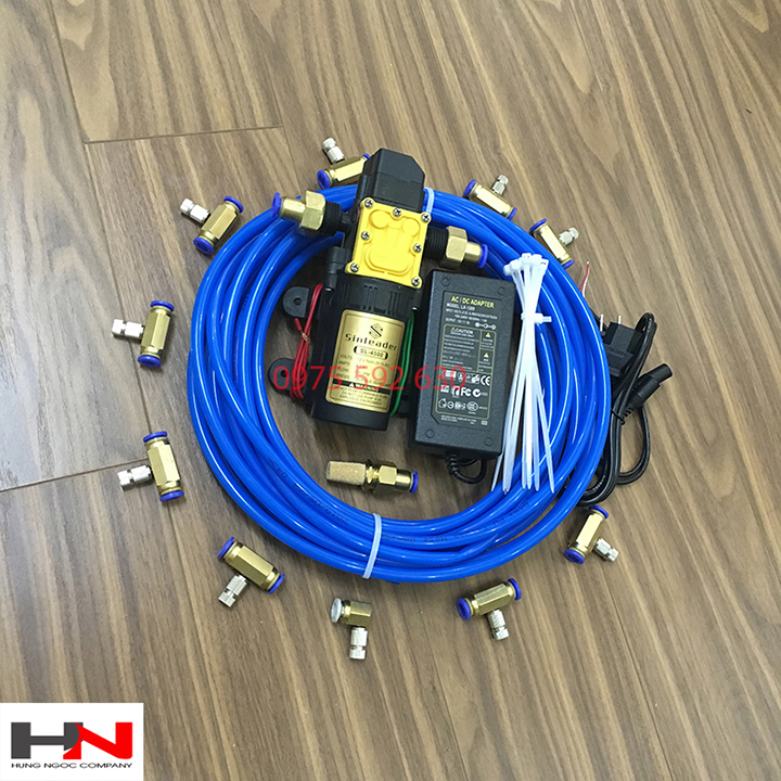 Bộ phun sương tưới tưới lan 10 vòi máy 12v